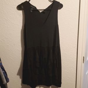 Black plus sized ruffled cocktail dress